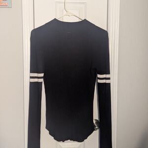 Black Long Sleeve Top with White Stripes